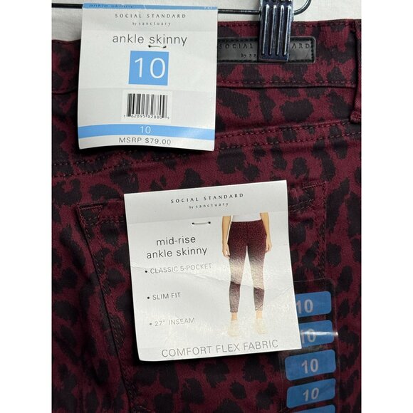 Social Standard by Sanctuary Leopard Mid Rise Ankle Skinny Jeans Size 10 - Picture 4 of 10